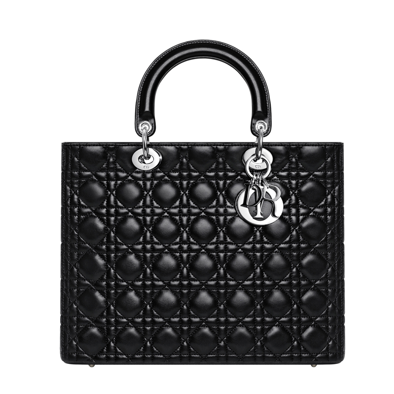 CAL44561 N0 grande borsa Lady Dior in pelle nera